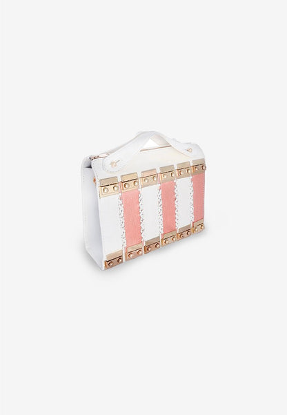 Secret Code Multibuckle Bag in Pink White