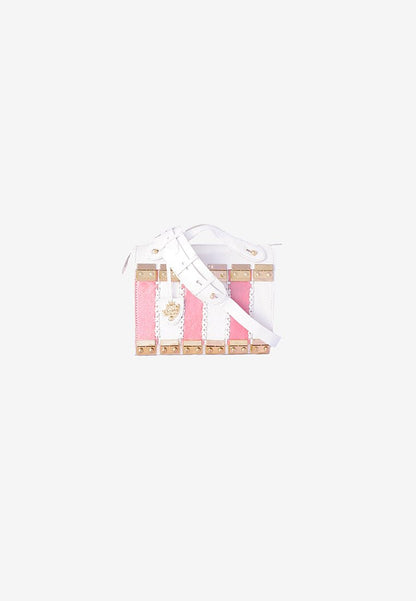 Secret Code Multibuckle Bag in Pink White